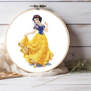 Fairy Tale Princess Snow White Cross Stitch PDF Pattern, Snow White Princess DIY Cross Stitch Chart, Princess Counted Cross Stitch Design
