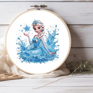 Frozen Elsa Cross Stitch Pattern - Cute Girl Decor, For Kids Decor, Sweet Wall Decor, Little Girl Gifts - Pattern Keeper Compatible PDF File
