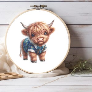 Cute Highland Cow cross stitch pattern, Easy to Make, Rustic Decor, Gift for friends, Gifts for Home Decor, Pattern Keeper compatible pdf