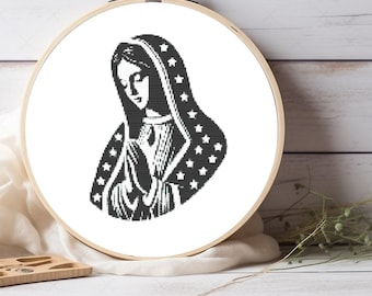 Guadalupe Our Lady of Cross Stitch Pattern - Virgin Mary Pattern - Queen of Heavens Embroidery - Gift for Churchgoing Person - Instant PDF