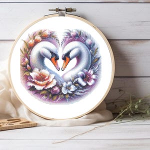 Aesthetic Swans Cross Stitch Pattern - DIY Aesthetic Design, Elegant Swan Cross Stitch Pattern - Modern Chic Swan Pair Cross Stitch Chart