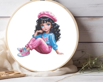 Vintage Little Girl cross stitch pattern, For Home Decor, For Wall Decor, Little girl gifts, Gift for kids, Pattern Keeper compatible pdf