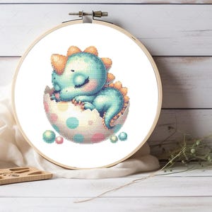 Adorable Baby Dragon DIY Cross Stitch Chart, Baby Dragon Nursery Wall Art Pattern, Cute Dragon Embroidery Design - PDF Instant Download