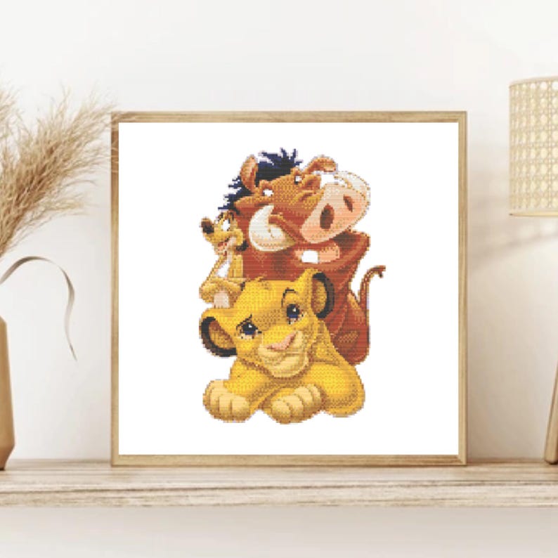Lion King Simba Timon Pumbaa Cross Stitch Pattern - Sweet Cartoon ...