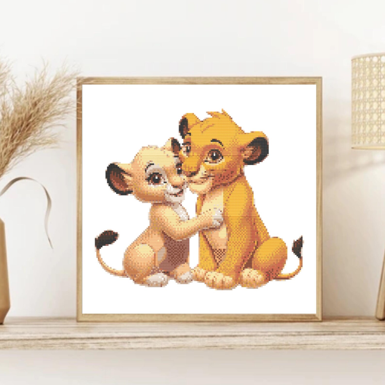 Simba and Nala Cross Stitch Pattern PDF, Cute Lion Cubs for Nursery ...