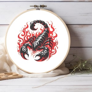 Patrón de punto de cruz de escorpión, patrón de escorpión, regalo para decoración del hogar, regalo para decoración de pared, descarga instantánea en formato PDF compatible con Pattern Keeper