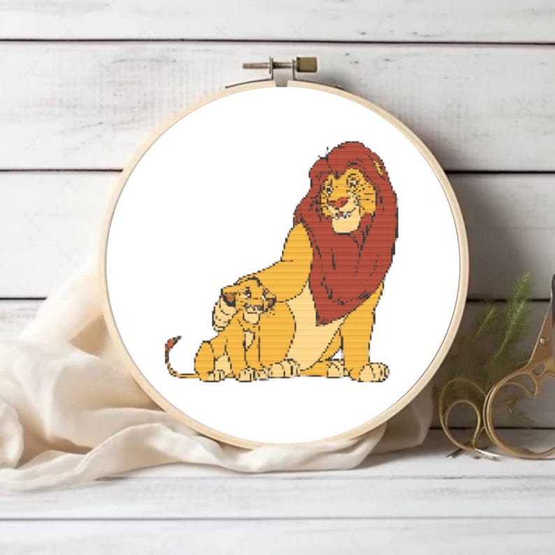 The Lion King Mufasa and Simba Cross Stitch Pattern, Cute Simba Pattern ...