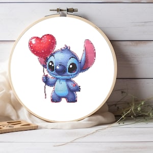 Stitch cross stitch pattern, For Valentines Day, Nursery decor,  For Kids Room Decor, Gift for girls,Gift for kids,Pattern Keeper compatible