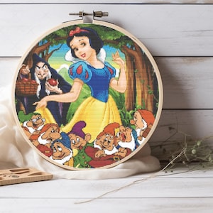 Snow White Princess and the Seven Dwarfs cross stitch pattern, For Girl Decor, For Wall Decor, Kids Nurserys For, Pattern Keeper compatible