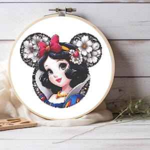 Snow White Princess Cross Stitch Pattern, Snow White Princess Pattern, For Girl Decor, Cute Kids Room Decor, Pattern Keeper Compatible PDF