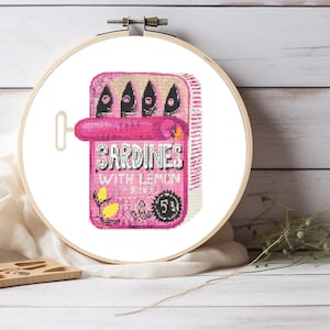 Sardines Can Cross Stitch Pattern, Sardines Tin Cross Stitch Pattern, Fish Can Cross Stitch Pattern,For Wall Decor,Pattern Keeper Compatible