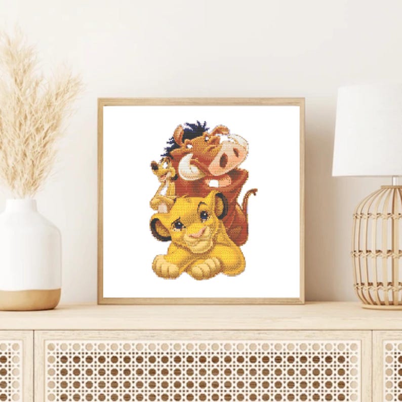 Lion King Simba Timon Pumbaa Cross Stitch Pattern - Sweet Cartoon ...