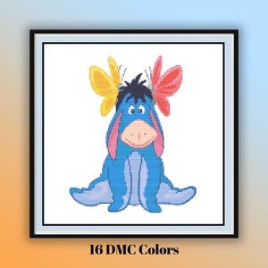 Eeyore and Butterflies Cross Stitch Pattern – Gentle Donkey Design – Sweet Pastel PDF Embroidery Chart for Peaceful Hoop