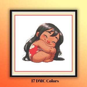 Lilo curling into a ball Cross Stitch Pattern, Sweet Nursery Pattern, Cute Character Embroidery Design, Instant PDF Pattern Digital Download