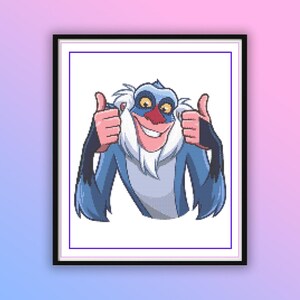 Niedliches Rafiki Kreuzstichmuster – weise Mandrill-Stickerei – Dschungel Affe PDF Stickmuster für Tierliebhaber und thematische Hoop-Wanddekoration