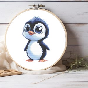 Sweet Baby Penguin Cross Stitch Pattern – Easy to Follow – Adorable PDF DIY Hoop Art for Nursery and Animal Loving Gift Ideas
