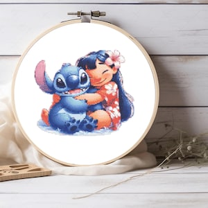 Schema punto croce Lilo e Stitch, per la decorazione della cameretta dei bambini, per la decorazione della stanza dei bambini, per la decorazione delle pareti, regalo per bambini, PDF compatibile con Pattern Keeper