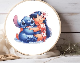 Lilo and Stitch Cross Stitch Pattern, For Nursery Decor, For Kids Room Decor, For Wall Decor, Gift For Kids, Pattern Keeper Compatible PDF