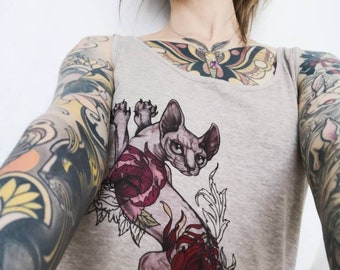 Tatouage Chat Sphynx Etsy Tatouage Chat Sphynx Etsy