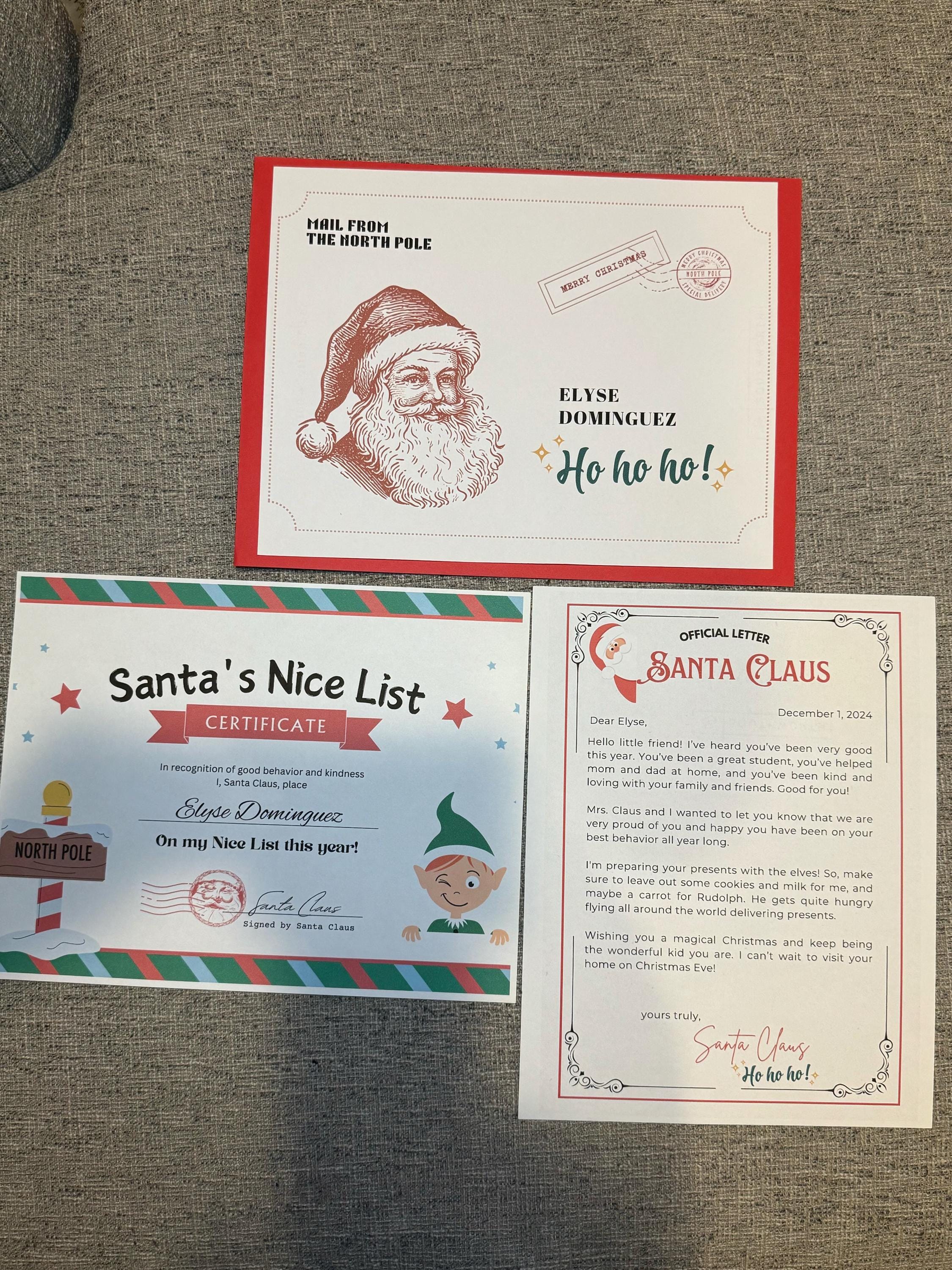 Personalized nice list certificate from santa custom digital download