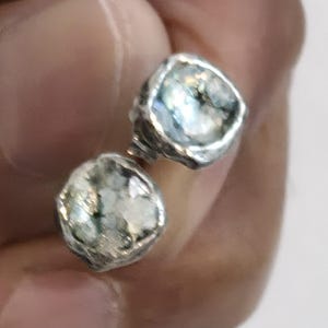 Sterling silver and Roman Glass Round Stud Earrings, BEAUTIFUL GIFT