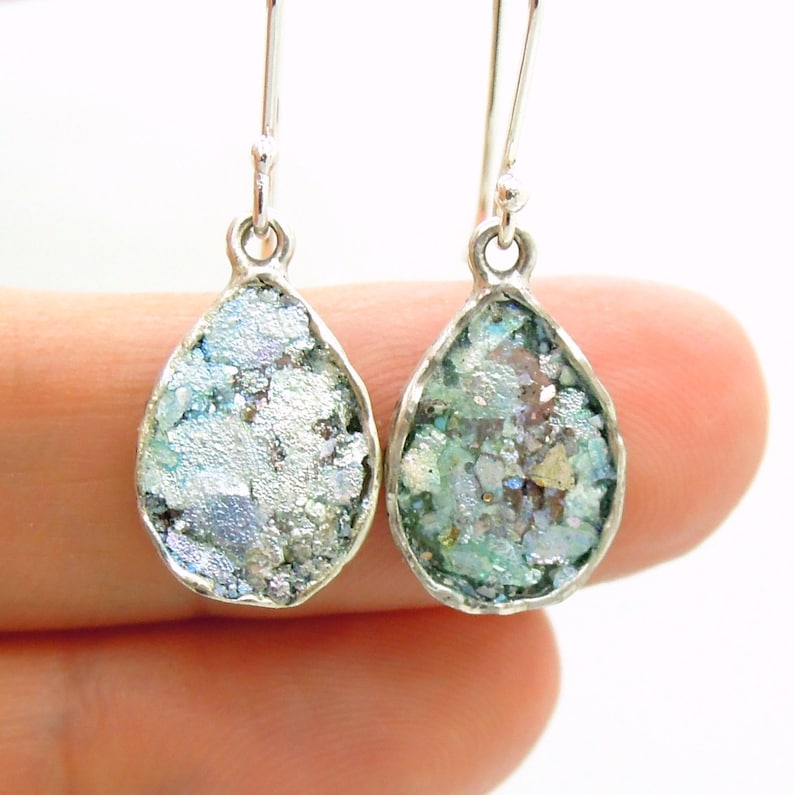 as 417515e Roman Glass Jewelry ancient glass Gift Israeli Jewelry,Oval Earrings Hadas1951,roman glass earrings Silver Earrings Glass