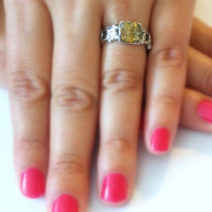 Raw Diamant Verlobungsring, 24K Gold Basis, Silber Blume Ring, einzigartiges Design Bild 5