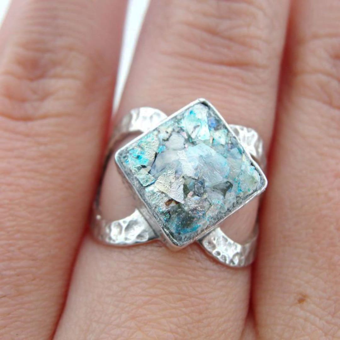 Unique Ring Ancient Glass Handmade Roman Glass Jewelry Sterling Silver ...