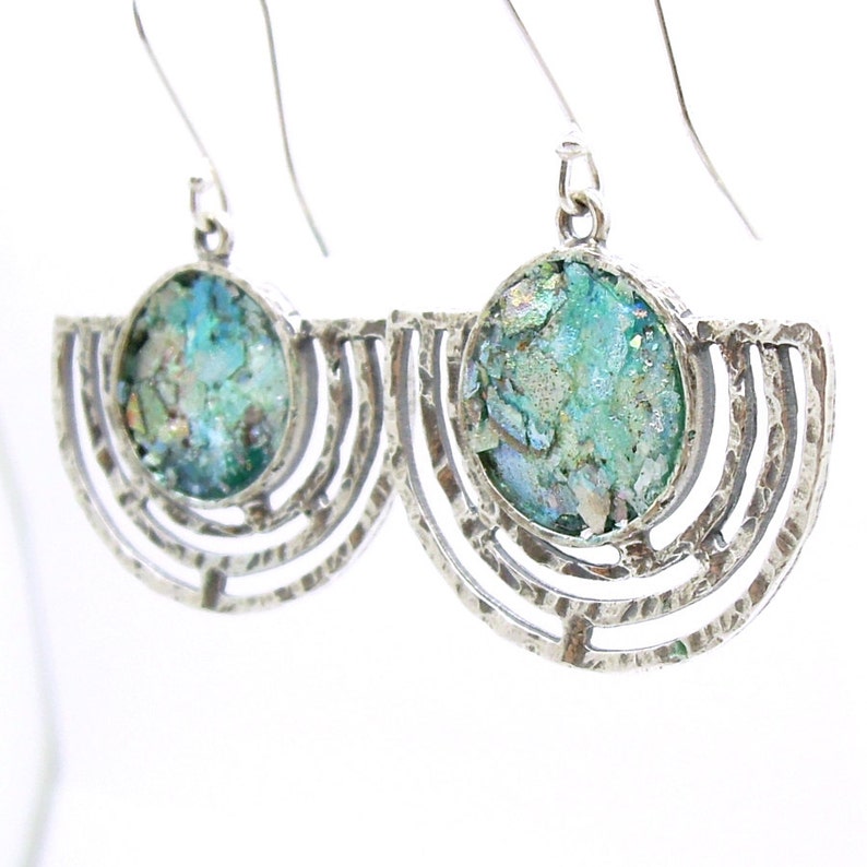 Roman Glass Jewelry Hadas1951 925 Sterling Silver Israeli Etsy