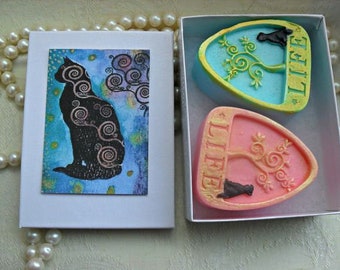 Cat and Tree Soap Set