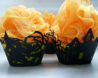 Halloween Cupcake Soap with Bath Pouf