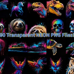 100 Electric Neon PNG Graphics: T-Shirt & Sticker Designs (Digital Download) image 1