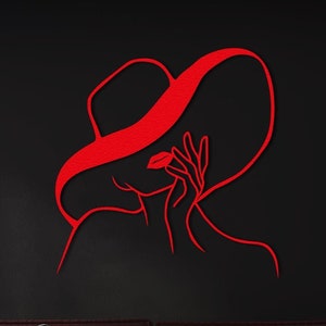 Woman Metal Wall Art, Woman Metal Decor,The Woman Hat Metal, Wall Decor, Minimalist Line Art, Metal Wall Decor,Wall Hangings, Minimalist Art