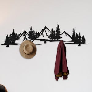 Mountain And Forest Coat Rack Wall Mount Hanger, EXTRA LARGE Clothes Hook, Entryway Organizer, Coat Rack Hanger, Birthday Gift, Home Decor