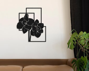Arte de pared de flores de metal / Escultura floral moderna, acero con recubrimiento en polvo.