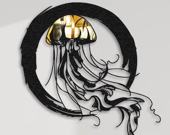 Jellyfish Metal Wall Art, Modern Plexiglass Mirror Decor.