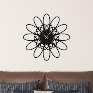 Flower Metal Wall Clock, Modern Minimalist Home Decor.