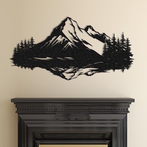 Mountain Forest Metal Wall Art , Nature Decor Gift, Trendy Metal Wall Art , Room Decor, Reflective Mountain, Outdoor Decor, Home Decor, Gift