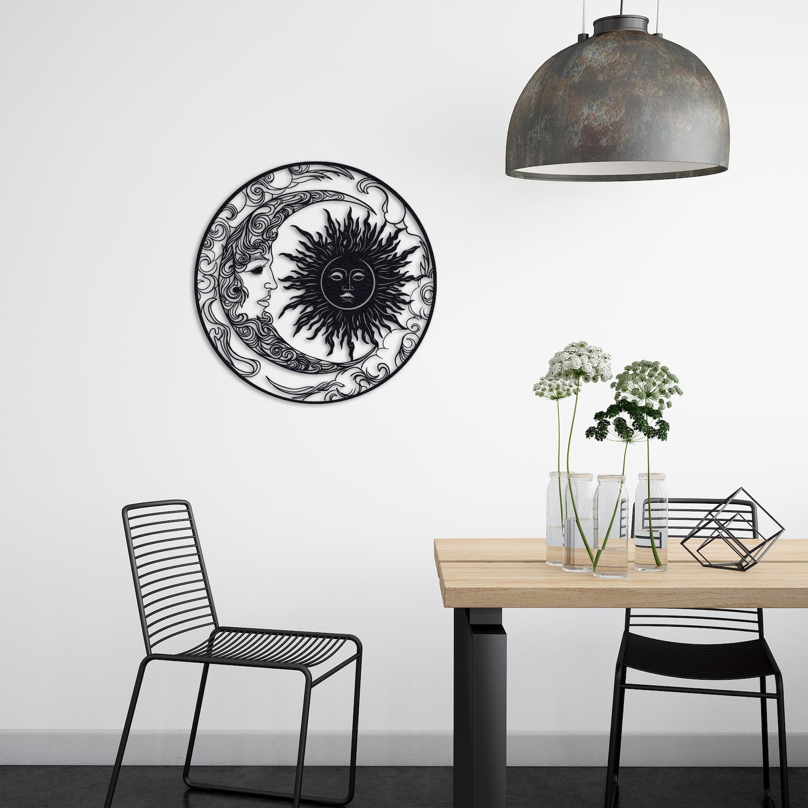 Laser Cut Sun and Moon Metal Wall Art, Celestial Decor. - Etsy