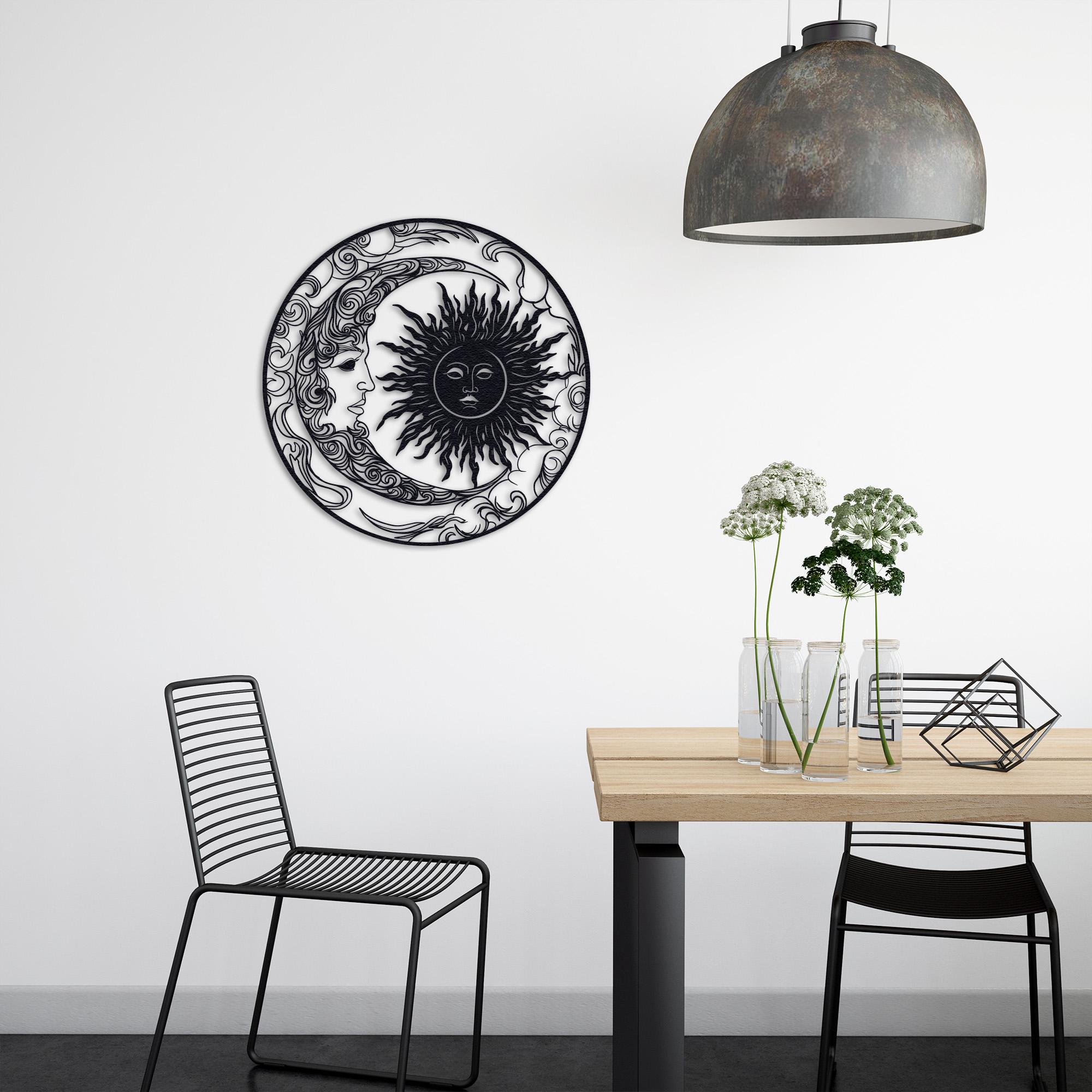 Laser Cut Sun and Moon Metal Wall Art, Celestial Decor. - Etsy
