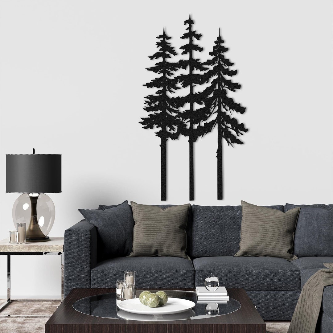 Pine Tree Metal Wall Art, Nature Forest Decor, Set of 3. - Etsy