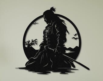 Samurai Wall Decor, Metal Samurai Wall Art, Game Room Decor, Man Cave Wall Art, Gamer Gift, Samurai Warrior Art