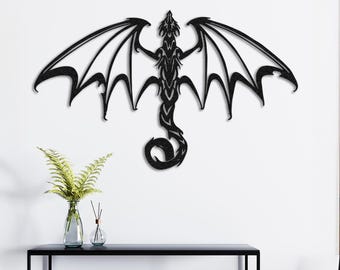 Metal Dragon Wall Art, Game Room Decor.