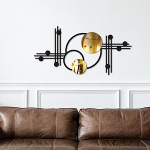 Metal And Plexi Modern Mirror Wall Décor,Symmetric Circles Plexy And Metal Art, Living Room Wall Art,Wall Mirror
