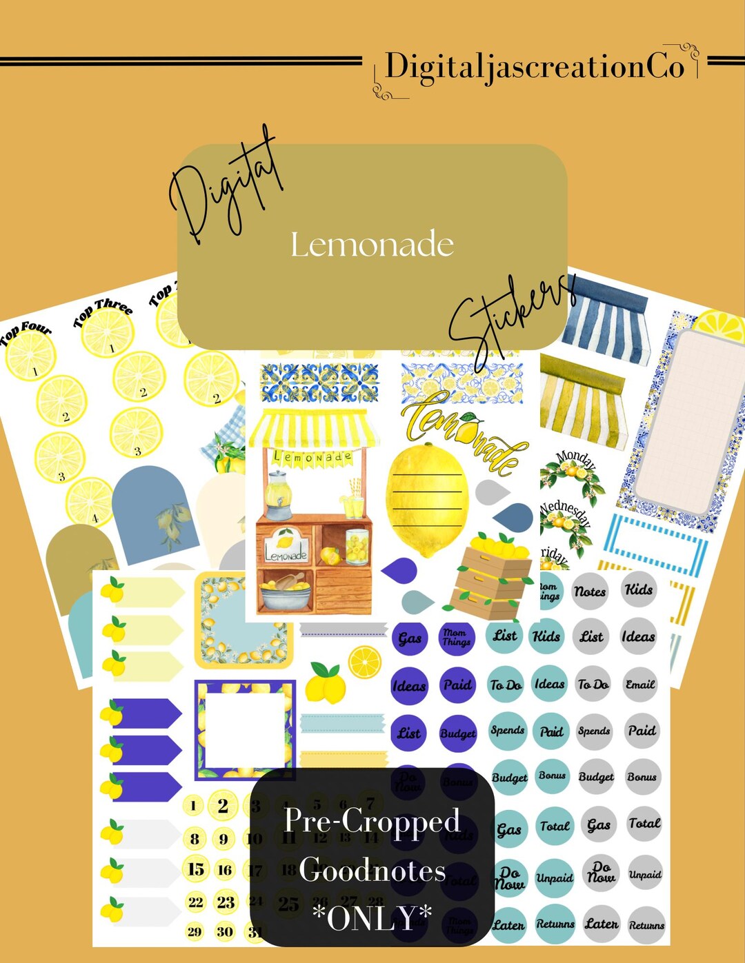 Lemonade Digital Stickers • Goodnotes Planner Stickers (digital ...