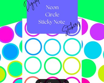 Neon Circle Digital Stickers • Goodnotes Sticky Notes (Digital Download)