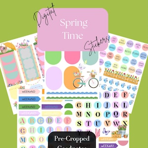 Spring Digital Stickers: Goodnotes Planner Stickers (Pre-Cropped)