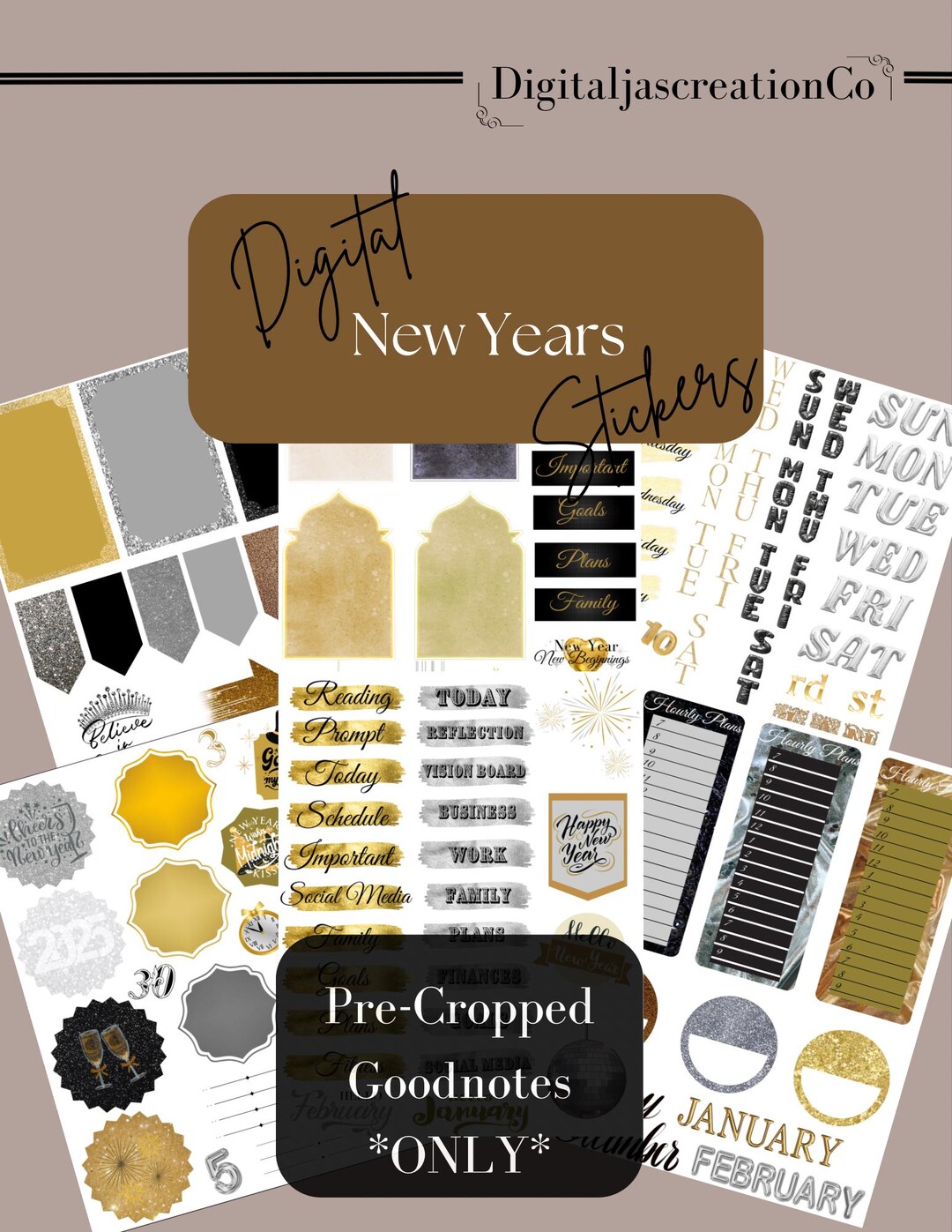New Year Planner Stickers • Goodnotes Digital Stickers (digital ...