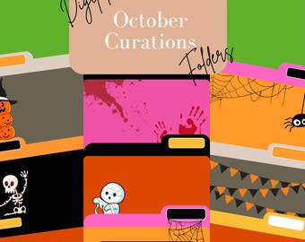 Stickers pour dossiers Halloween : dossiers de planification numériques pour Goodnotes (téléchargement numérique)