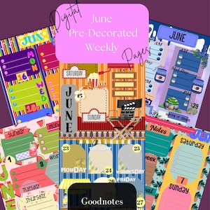Weekpagina&#39;s juni•Gedecoreerde plannerpagina&#39;s•Digitale planningspagina&#39;s•Digitale pagina&#39;s•Goodnotes-papier•Planningpagina&#39;s•Planningpapier•Weekpagina&#39;s